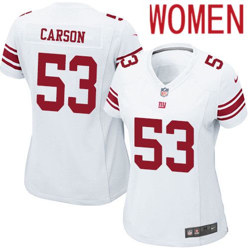 Women New York Giants #53 Harry Carson Nike White Game NFL Jersey